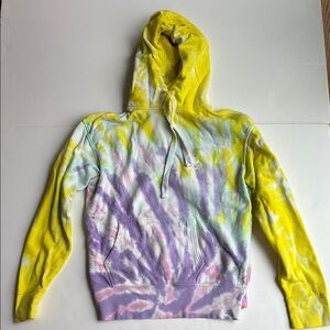Ivory Ella Yellow Purple Tie-Dye Hoodie Sweatshirt Elephant sz small